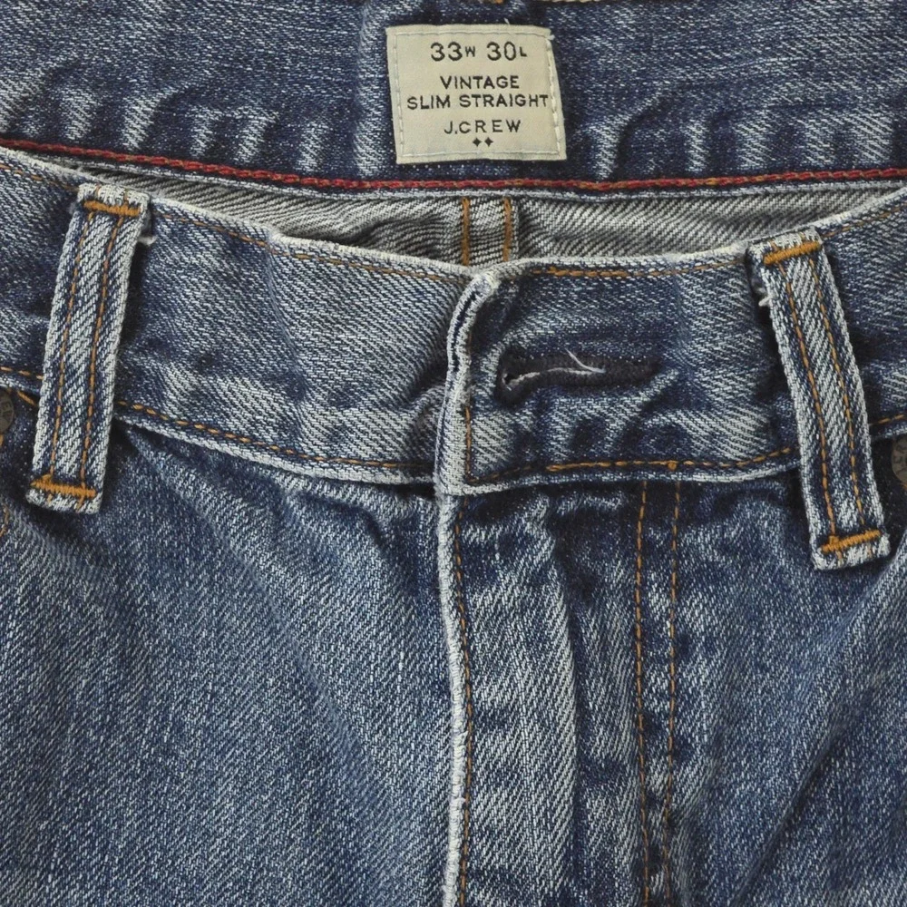 J. Crew Mens 33W 30L Vintage Slim Straight Blue‎ Denim Jeans Pants